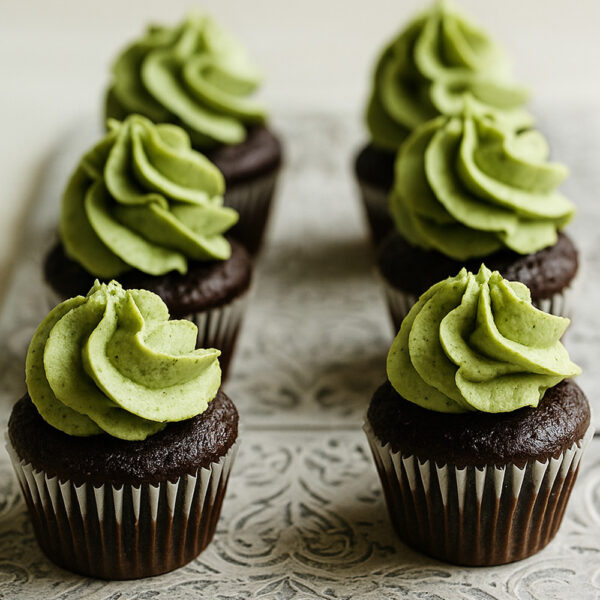 Matcha cupcakes with green frosting created during Perfection Foods R&D flavour trials.