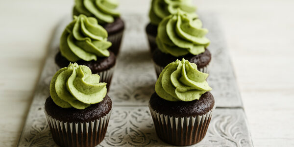 Matcha cupcakes with green frosting created during Perfection Foods R&D flavour trials.