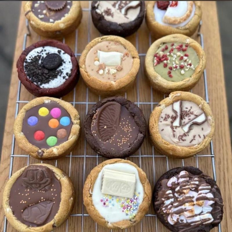 Handmade soft cookies with KitKat, Oreo, M&M, matcha and red velvet toppings Perfection Foods UK wholesale range